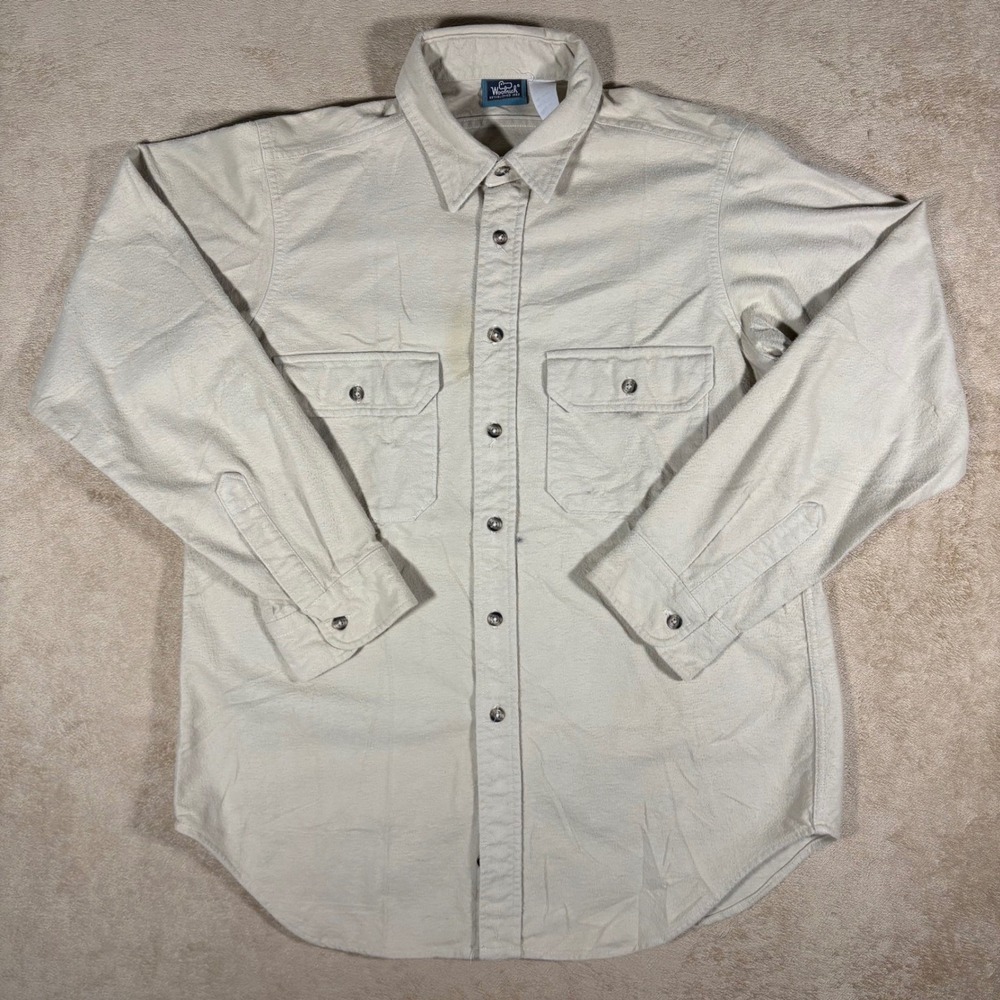 VTG Beige Woolrich Beige Thick Cotton Flannel *Stained* X-Large